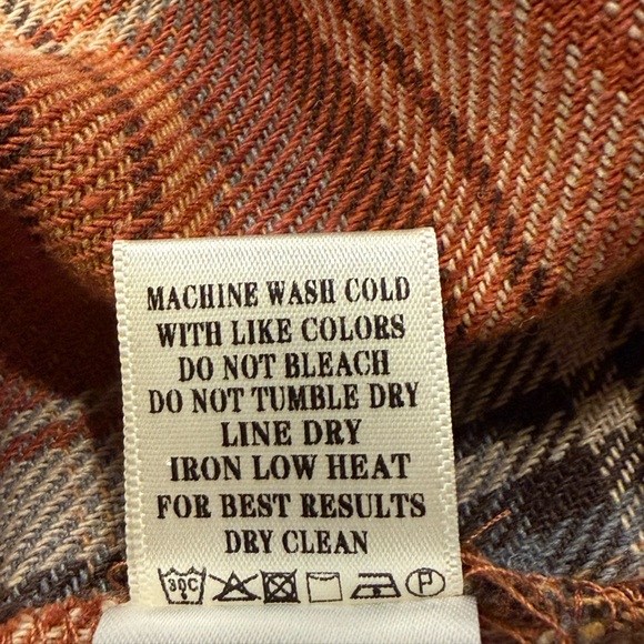 Newin Rust Orange Plaid Hooded Shacket with Frayed Hem in Size - Picture 4 of 4